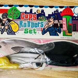 Cops & Robbers Police Toy Whistle Handcuff Set VINTAGE Policeman Toys
